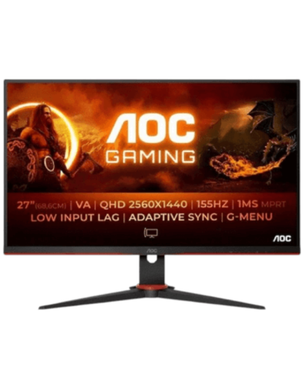 მონიტორი AOC Q27G2E/BK, 27", 2K Monitor, QHD, 155 Hz, 1Ms, VA, HDMI, DP, Black